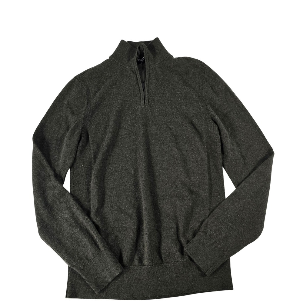 Express Mens 100% Merino Wool Quarter Zip Sweater Dark Olive‎ Green Small 13931